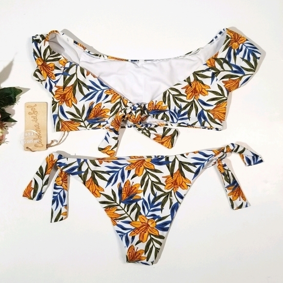 CABANA DEL SOL Tie Off Shoulder Floral Bikini Set - Picture 6 of 14